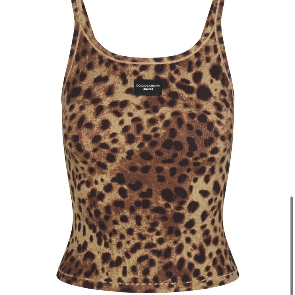 *new in box* DOLCE&GABBANA X SKIMS COTTON RIB SCOOP TANK | LEOPARD